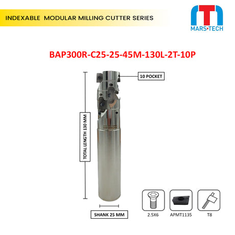 Helical rougher cutter for apmt1135 insert 25 mm 130 Long pack of 1