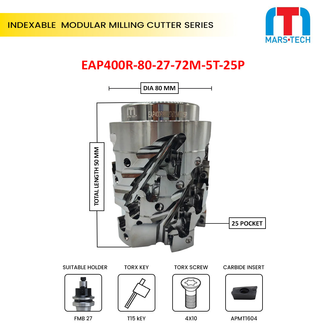 80 mm roughing cutter moduler type helical cutter suitable to apmt1604 pack of 1