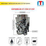 80 mm roughing cutter moduler type helical cutter suitable to apmt1604 pack of 1
