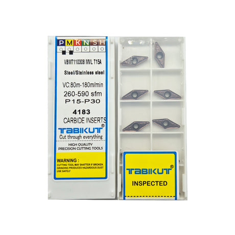VBMT110304/08  MVL T15A  grade TABIKUT Carbide Insert For Steel Black Pack Of 10