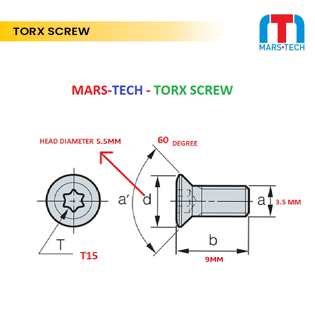 Torx Screw 3.5 Mm T15 High Precision( Pack Of 10 Pcs )