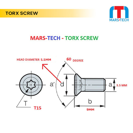Torx Screw 3.5 Mm T15 High Precision( Pack Of 10 Pcs )