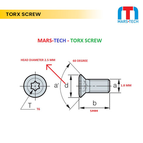 Torx Screw 1.8X4 mm Long T6 HP( Pack Of 10 Pcs )