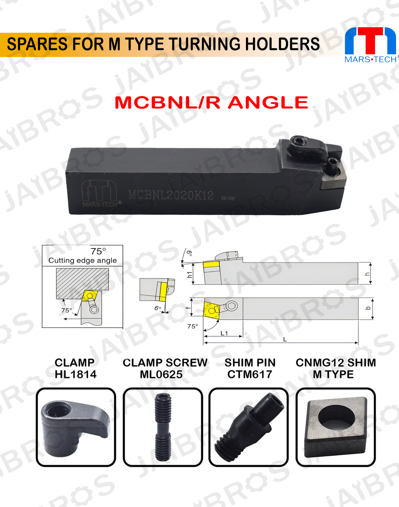 MCBNL/R Turning Holder suitable to cnmg1204 MCBNL/R pack of 1