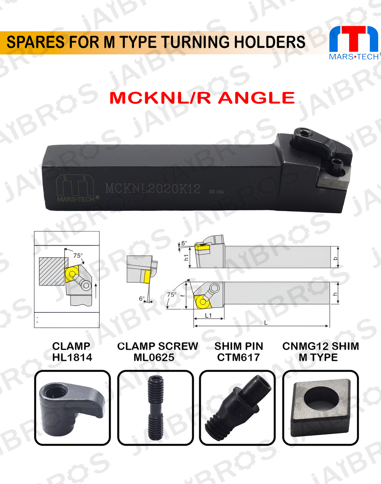 MCKNL/R Turning Holder shank of 2020 2525 cnmg1204  PACK OF 1