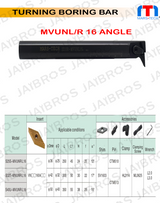 MVUNL/R VNMG1604 U angel Boring Bar dia 20/25/32 pack of 1