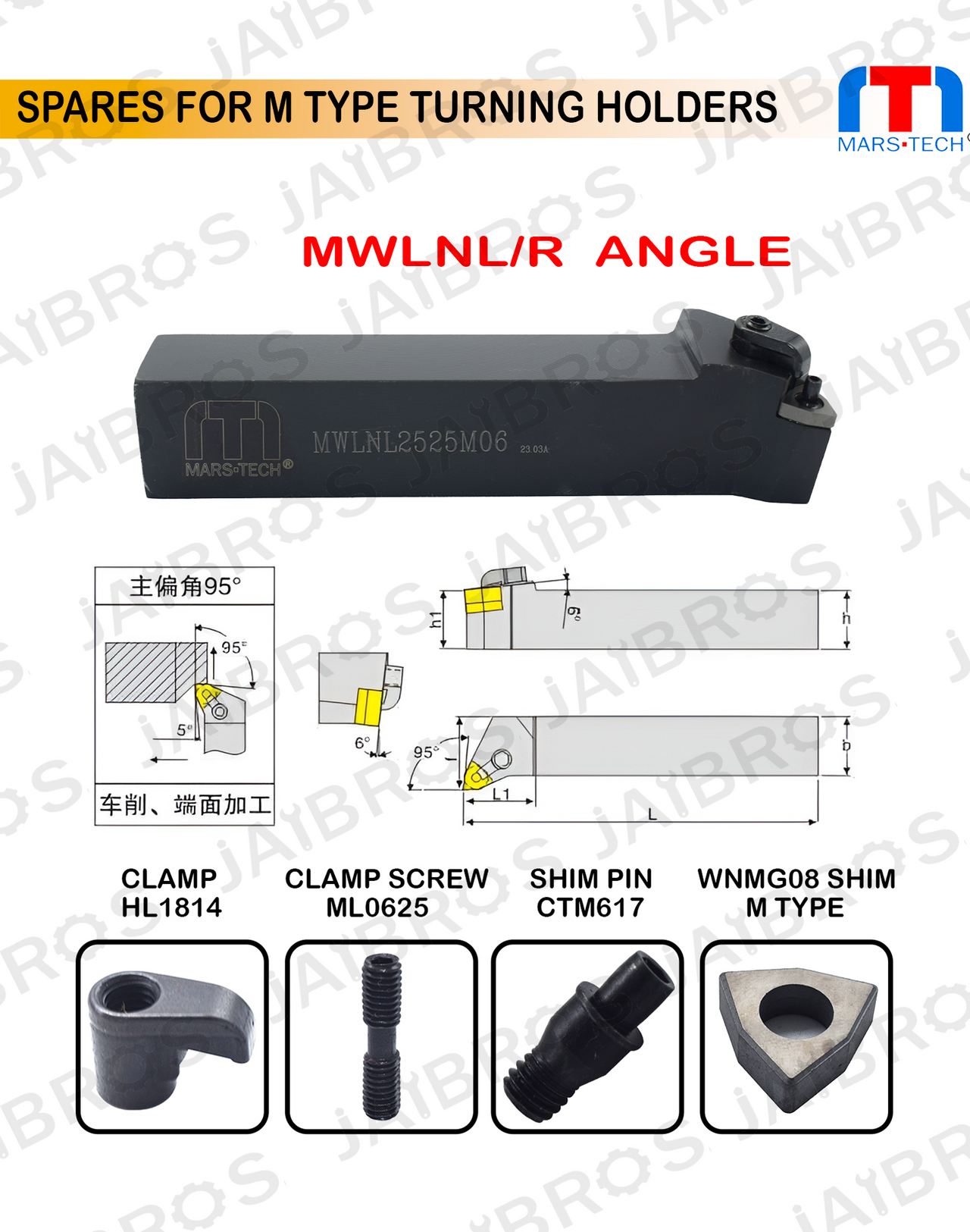 Turning Holder MWLNL/R 2525/2020 M08 Pack of 1