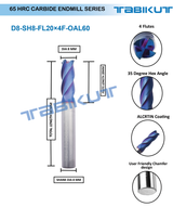 8 mm Carbide Endmill 65 HRC 4 Flutes