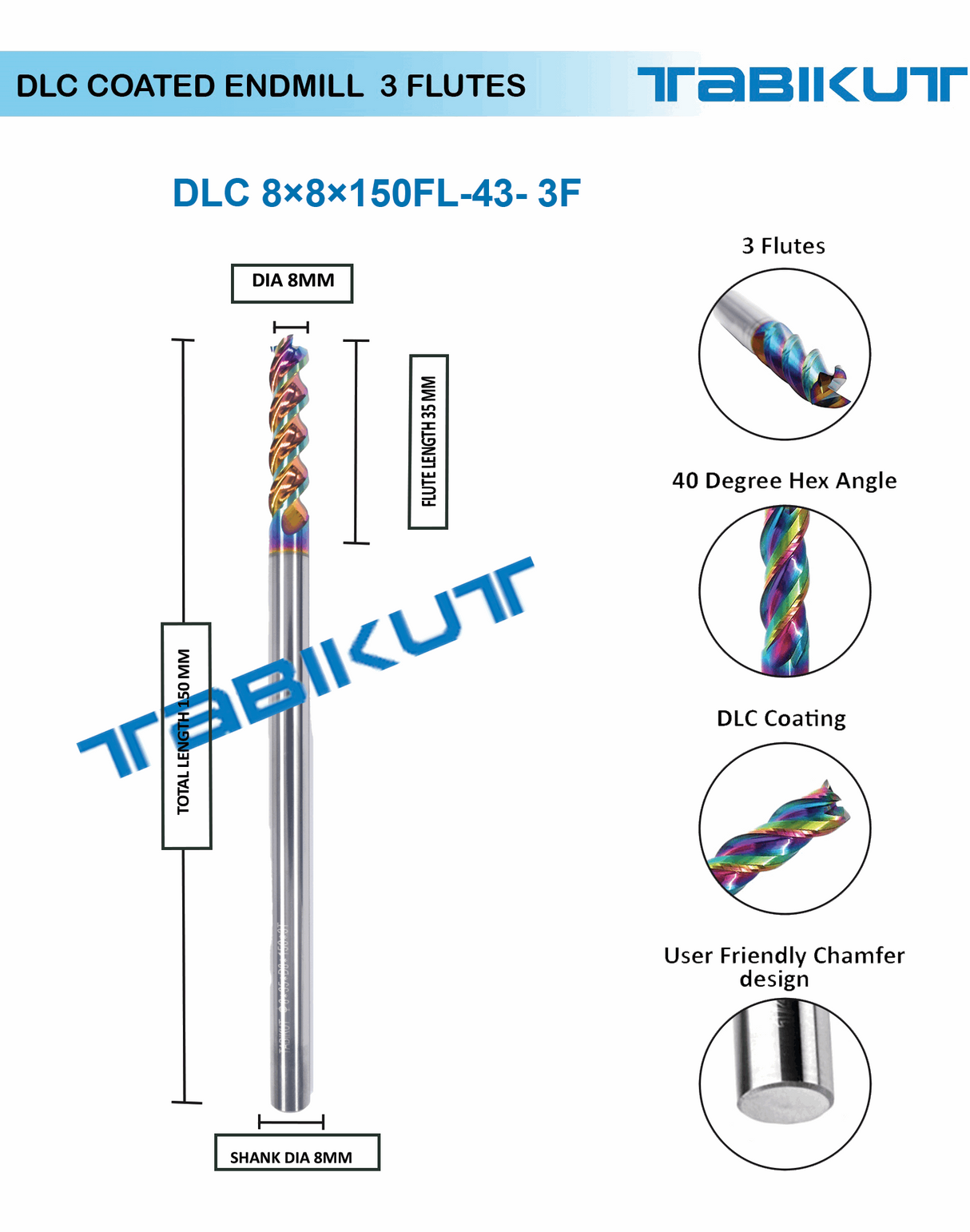 DLC Coated Endmill 3 flutes