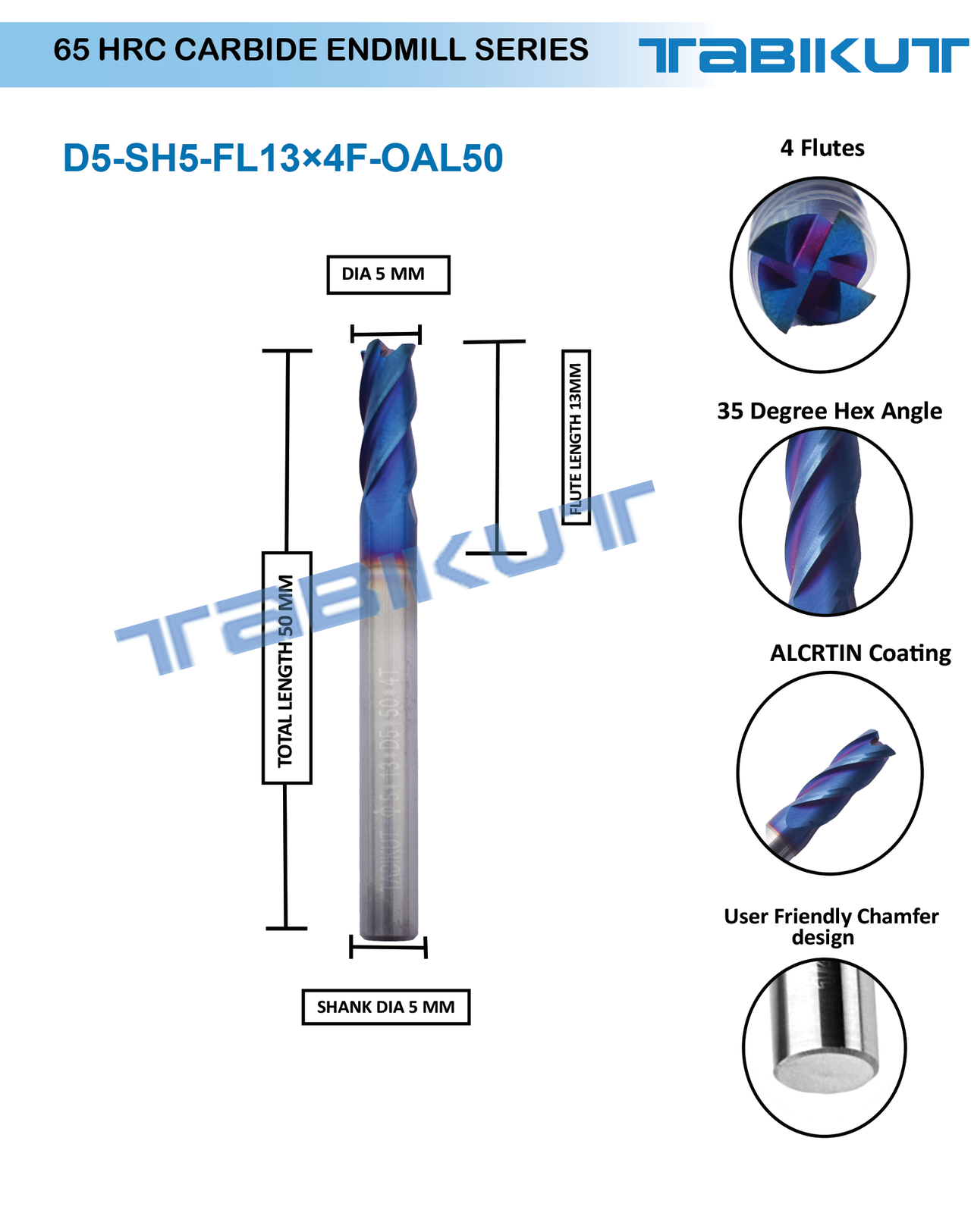 5mm Carbide Endmill 65 HRC