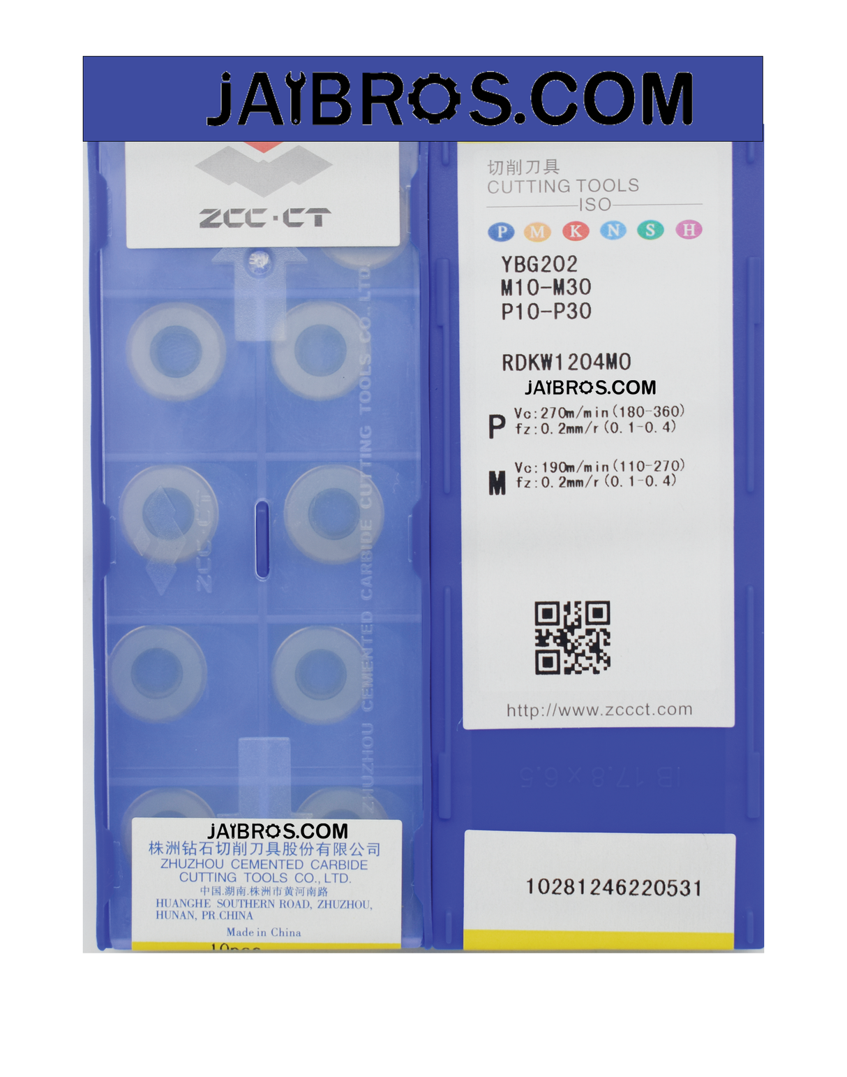 ZCCCT R6 Carbide Insert RDKW1204 ybg202/205 pack of 10