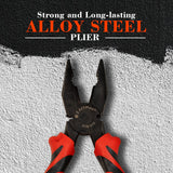 Combination Pliers Alloy Steel ( Double sleeve  black & red ),8 inch,E2020