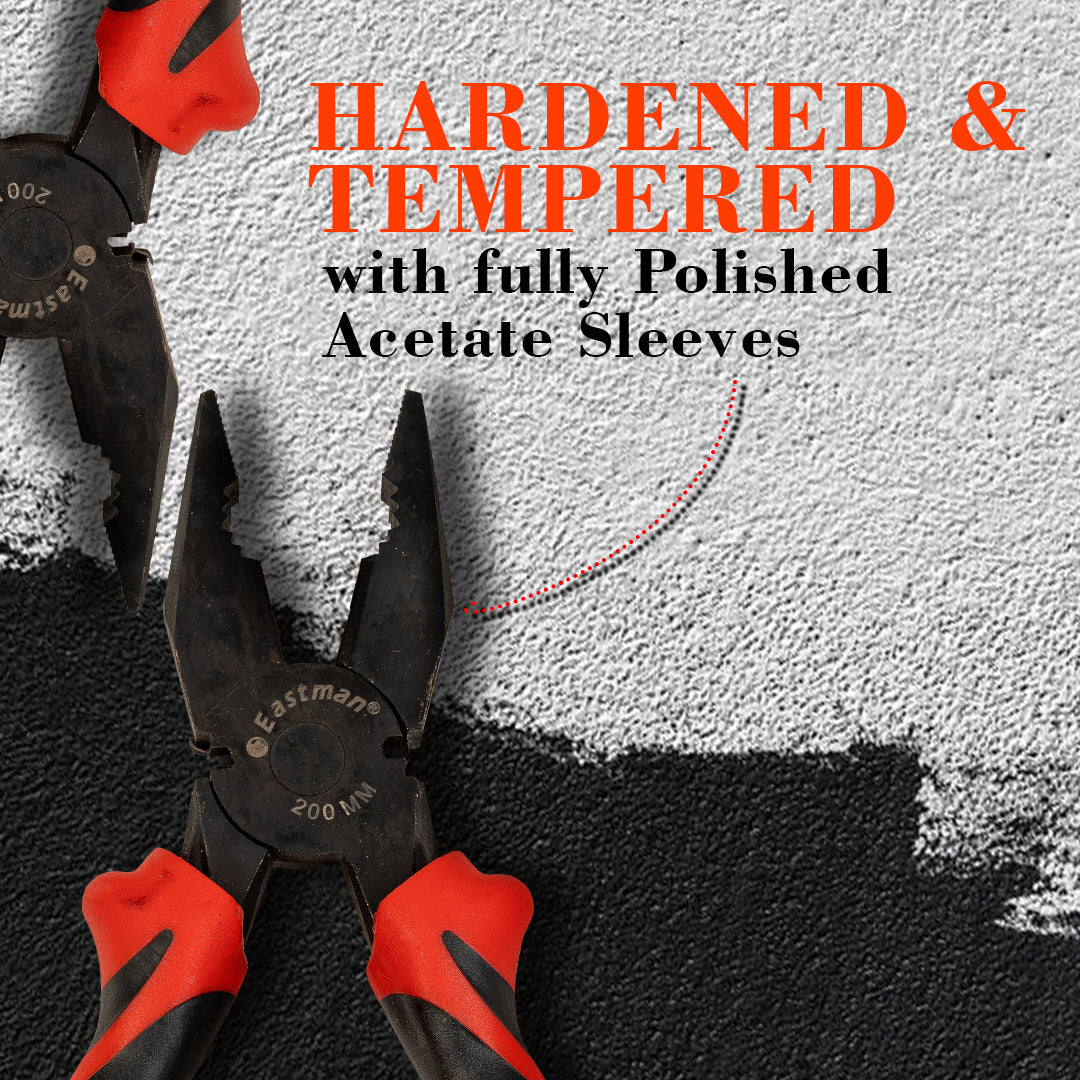 Combination Pliers Alloy Steel ( Double sleeve  black & red ),8 inch,E2020