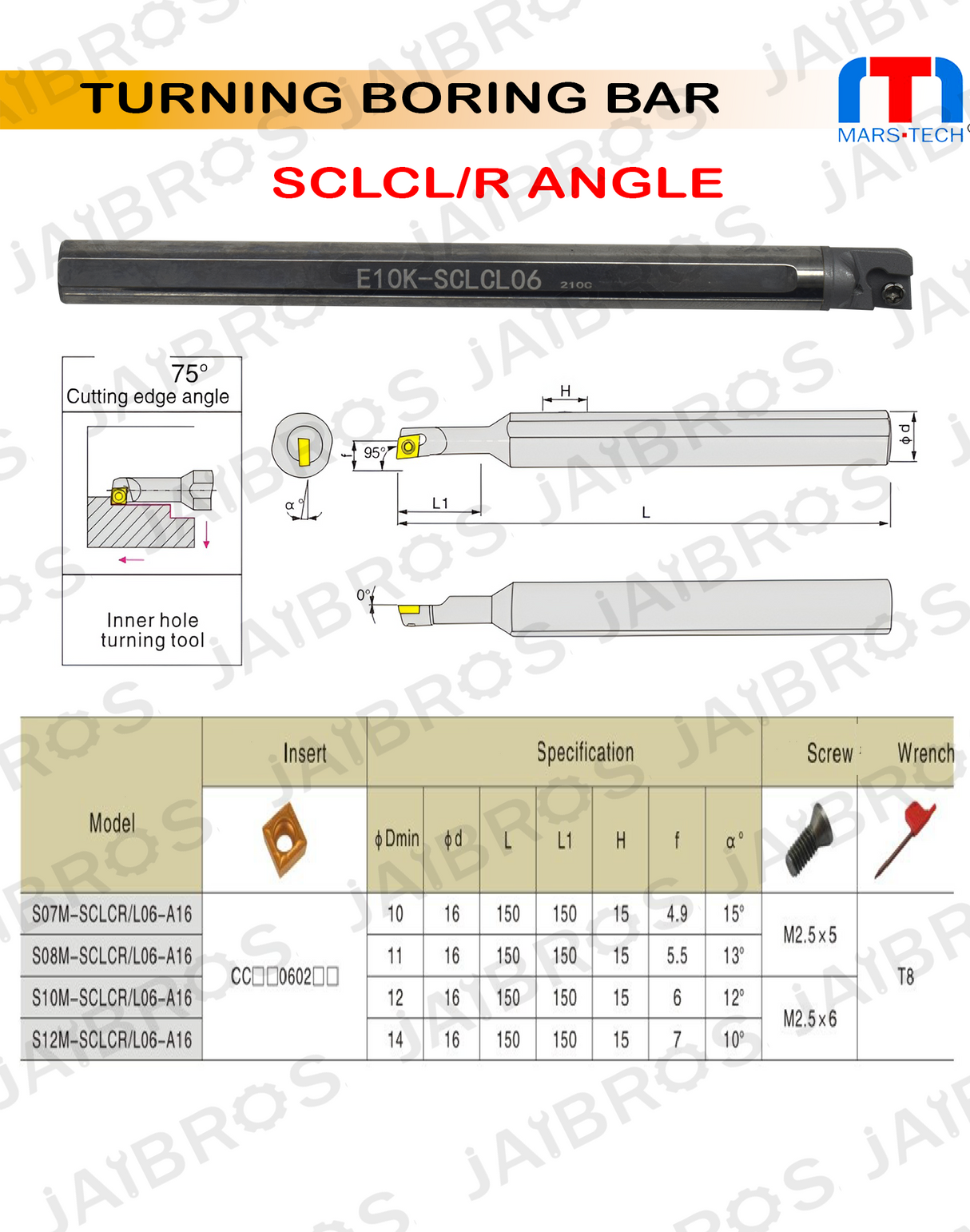 Step boring bar ccmt dia 8/12/16 pack of 1