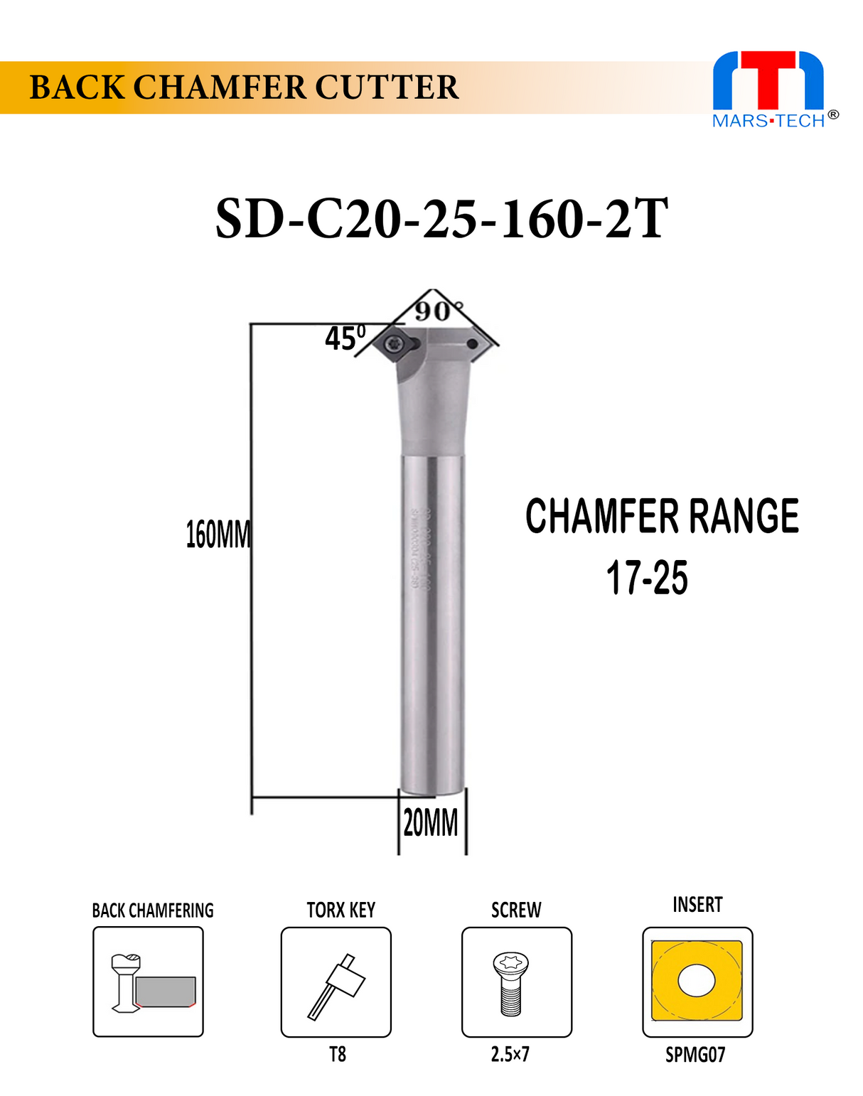 Back Chamfer Cutter 45 degree pack of 1