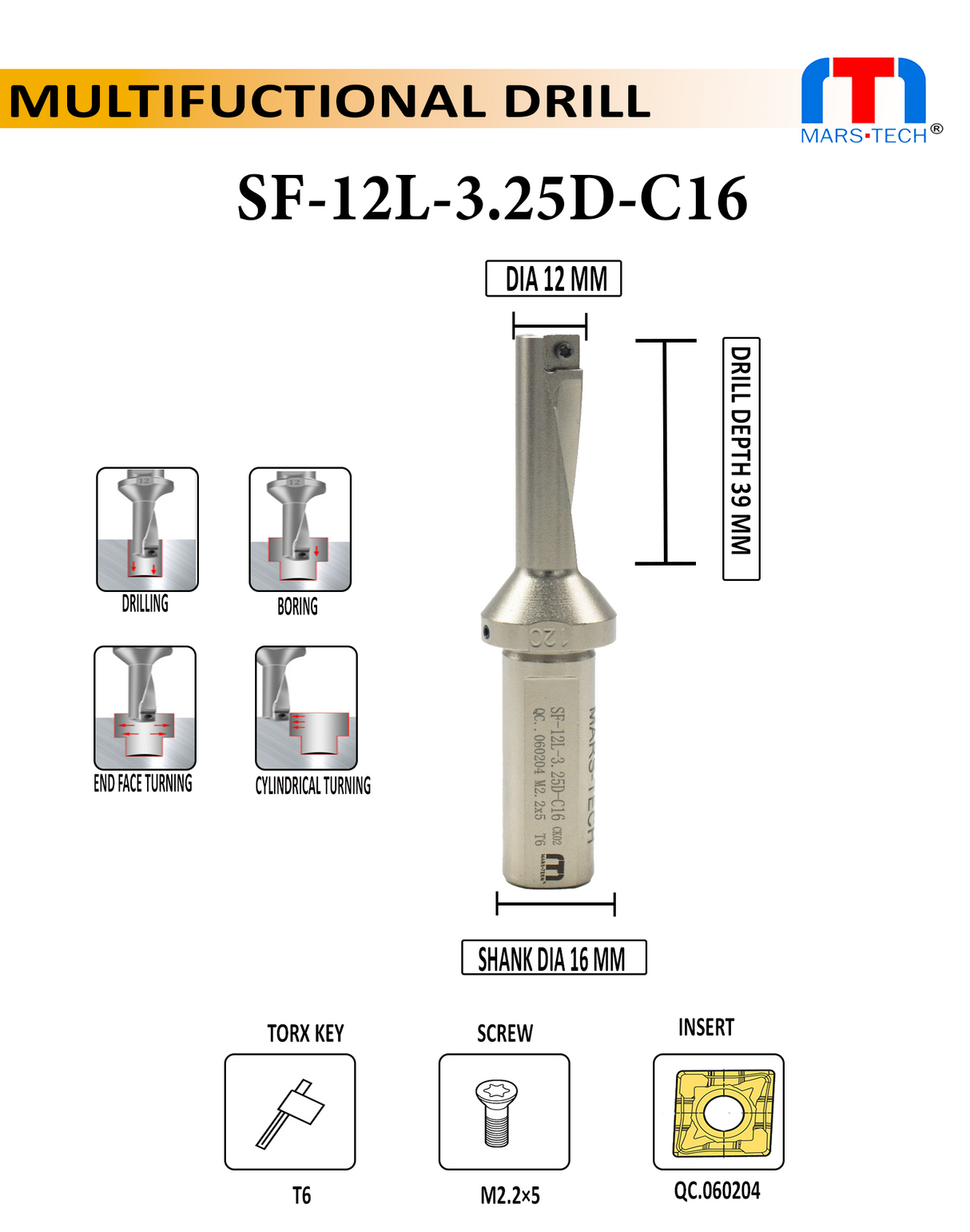 Multifunction Drill 12 mm Right / Left pack of 1