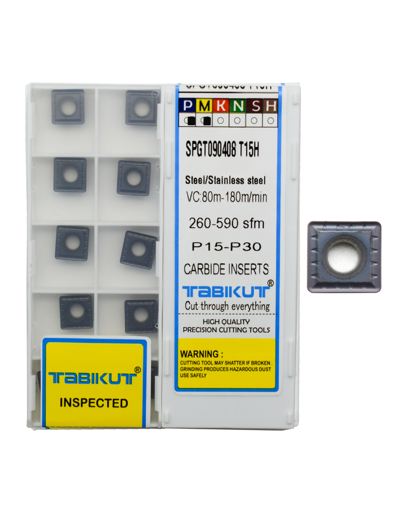SPGT T15H grade inserts multigrade for steel, stainless steel pack of 10
