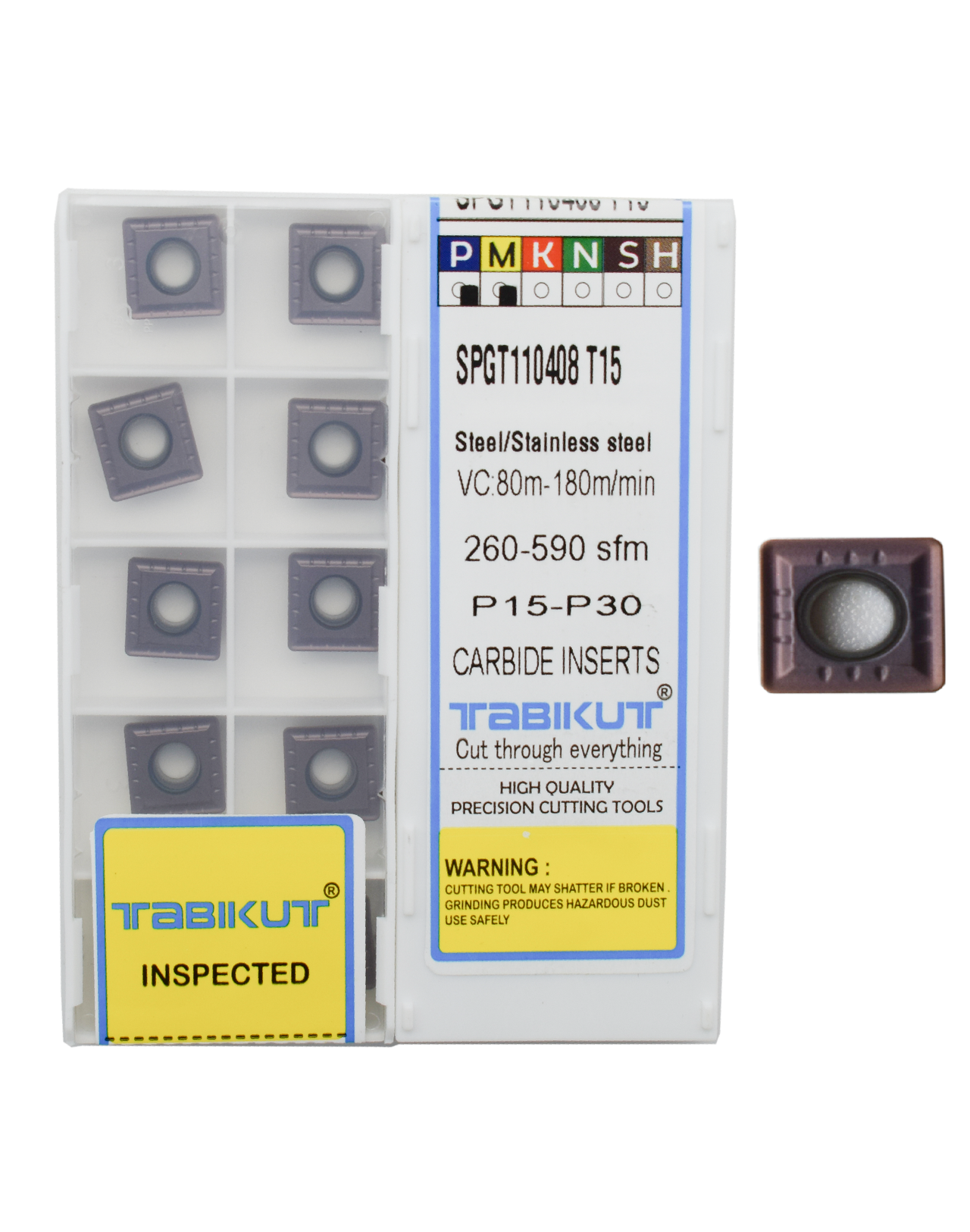 SPGT T15 grade inserts multigrade for steel, stainless steel pack of 10