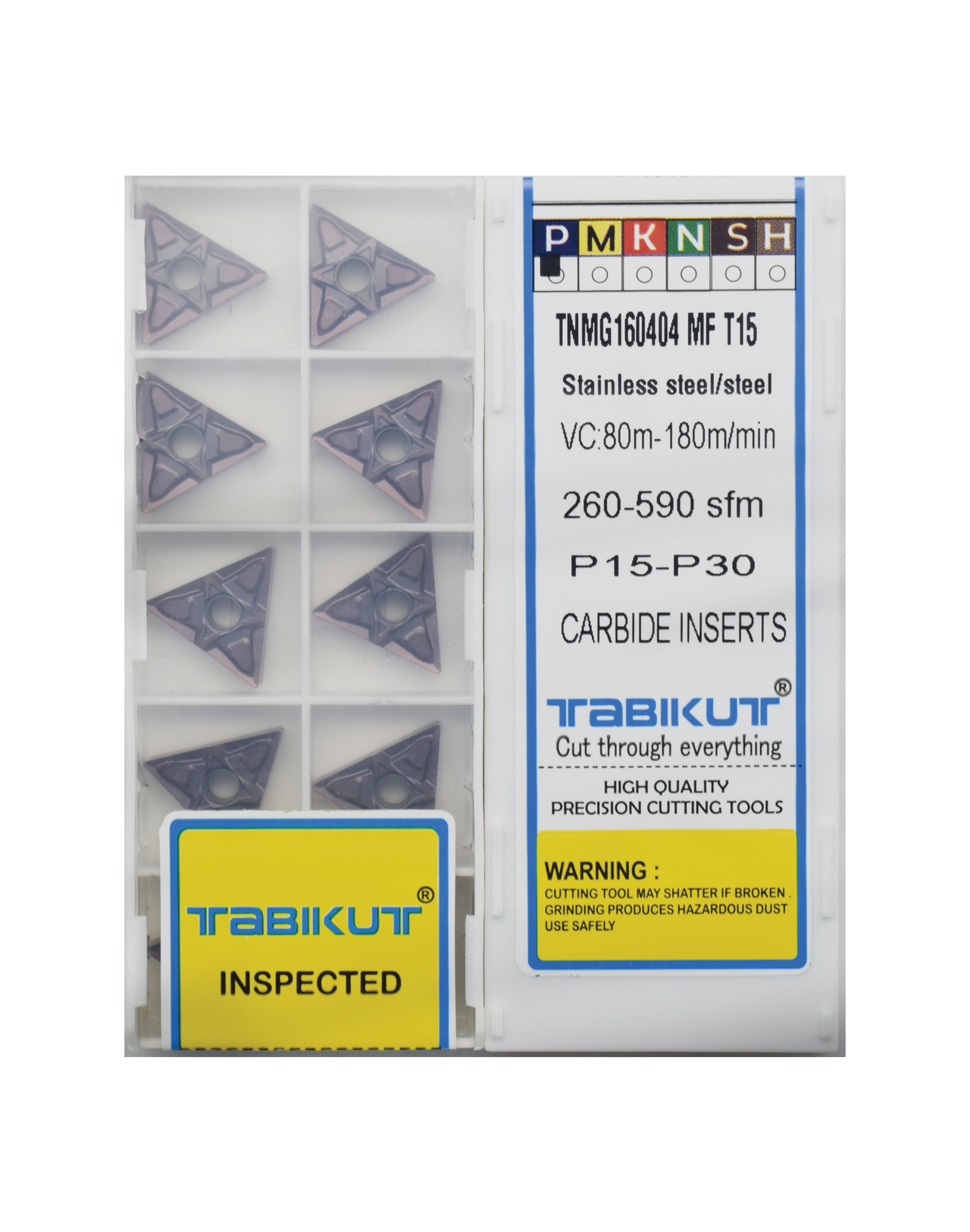 TNMG160404 MF T15 TABIKUT Carbide Insert For Steel Black Pack Of 10