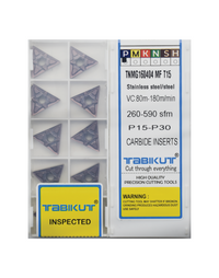 Thumbnail for TNMG160404 MF T15 TABIKUT Carbide Insert For Steel Black Pack Of 10