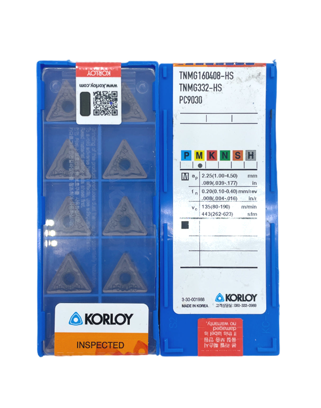 Korloy TNMG160404/08 HS PC9030 carbide insert ss grade pack of 10