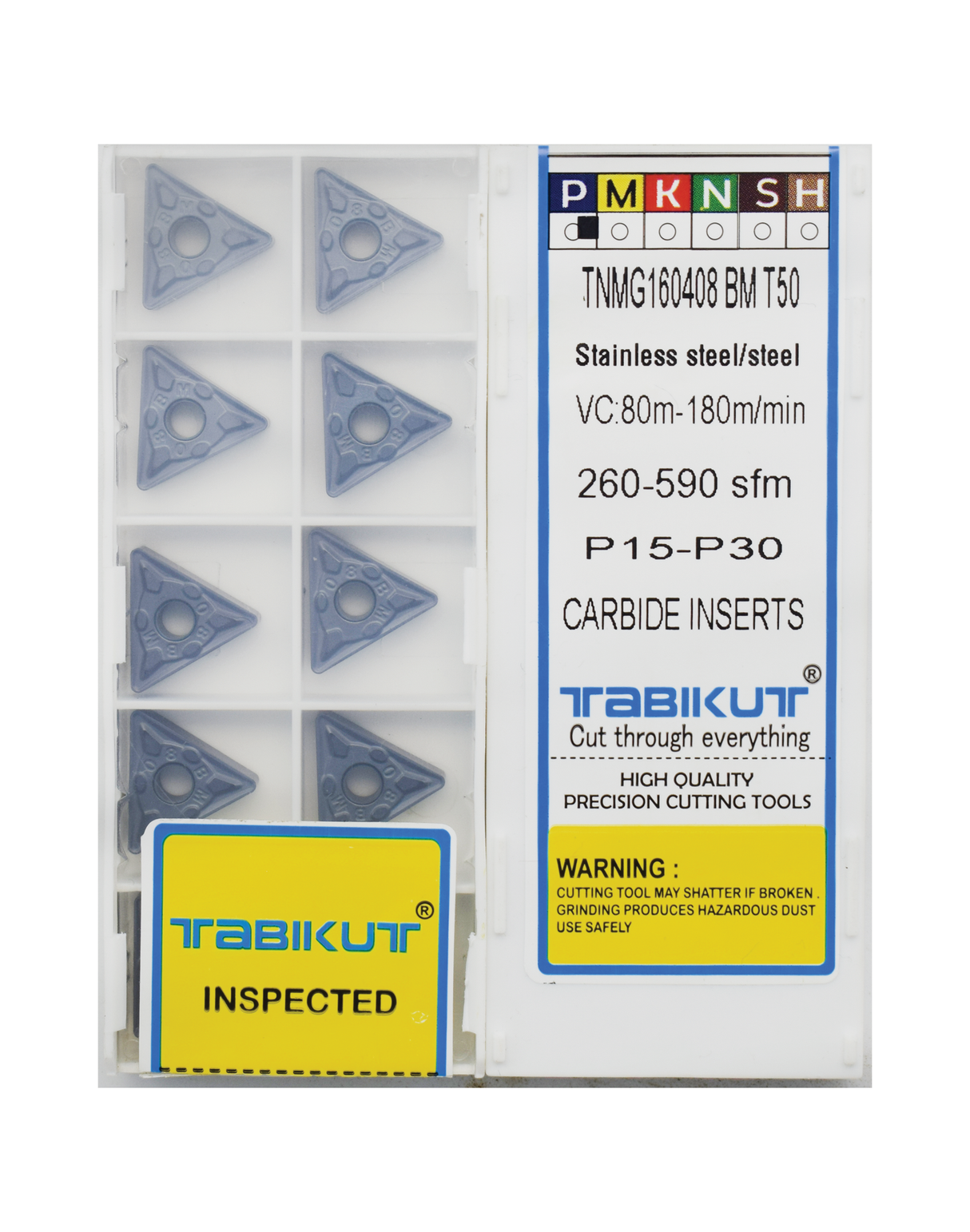 TNMG1604/04/08/12 BM T50 Tabikut Stainless Steel Grade insert pack of 10