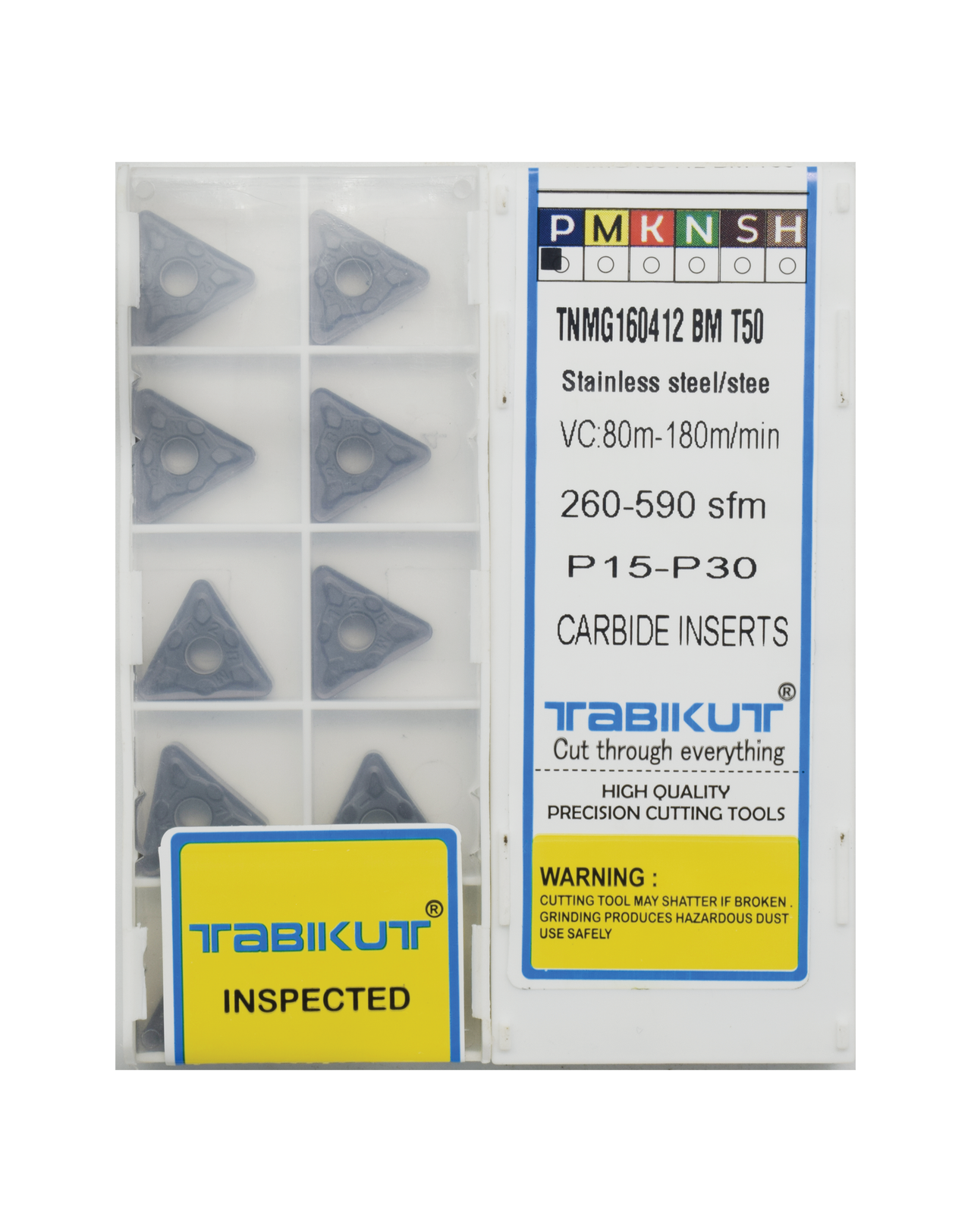 TNMG1604/04/08/12 BM T50 Tabikut Stainless Steel Grade insert pack of 10