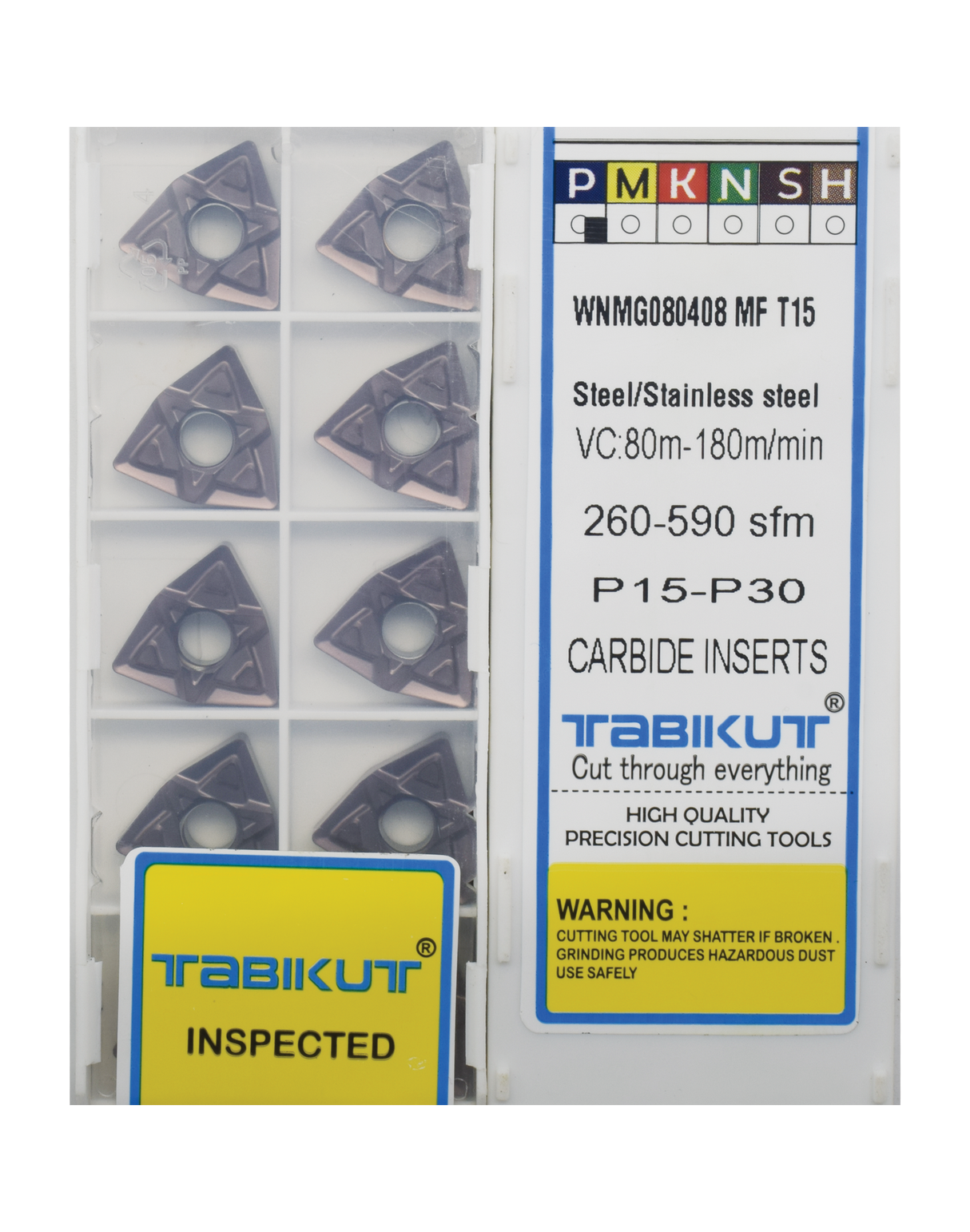 WNMG08408 MF T15 TABIKUT Carbide Insert For Steel Black Pack Of 10