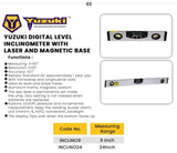 Yuzuki Digital Level Inclinometer With Magnetic Base And Laser 9"/225mm