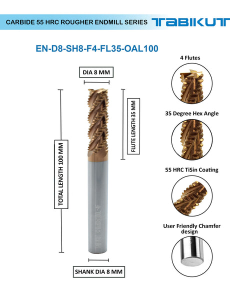 8 mm Rougher cutter in 60&100 mm length pack of 1