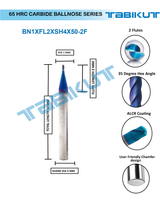 1 mm Carbide ballnose 65 HRC 2 Flutes PACK OF 1