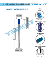 4 mm Carbide ballnose 65 HRC 2 Flutes PACK OF 1