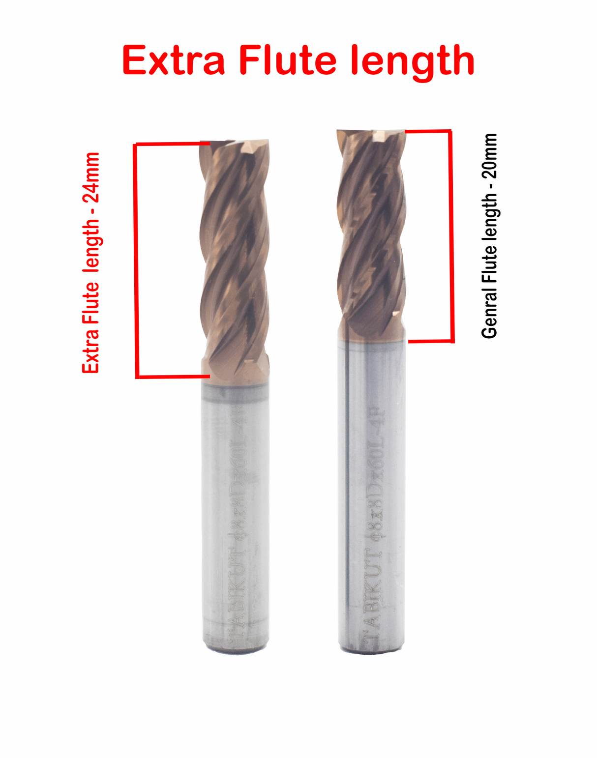 8mm Carbide Endmill 55 HRC 4 Flutes Total Length Is 60/75/100/150/200 MM - Jaibros