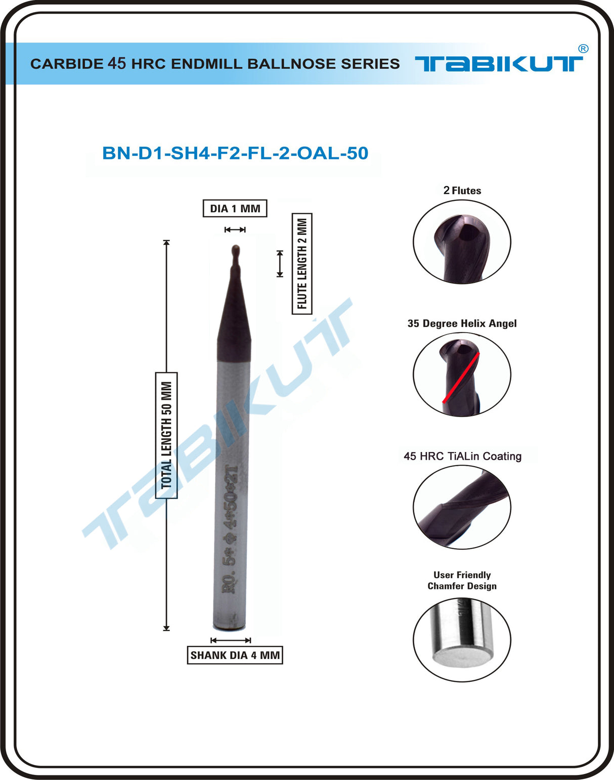 1 mm Carbide Endmill