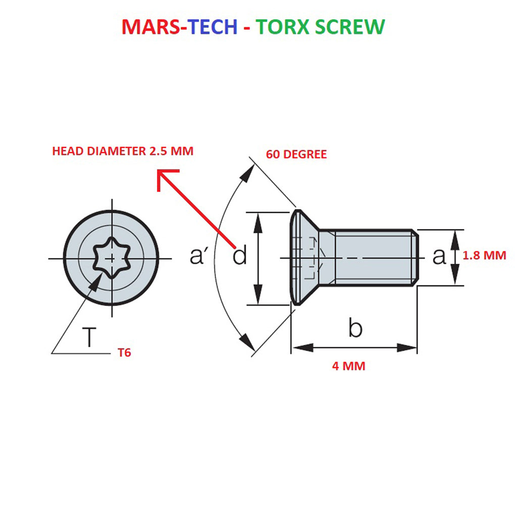Torx Screw 1.8X4 mm Long T6 HP( Pack Of 10 Pcs )