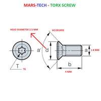 Thumbnail for Torx Screw 1.8X4 mm Long T6 HP( Pack Of 10 Pcs )