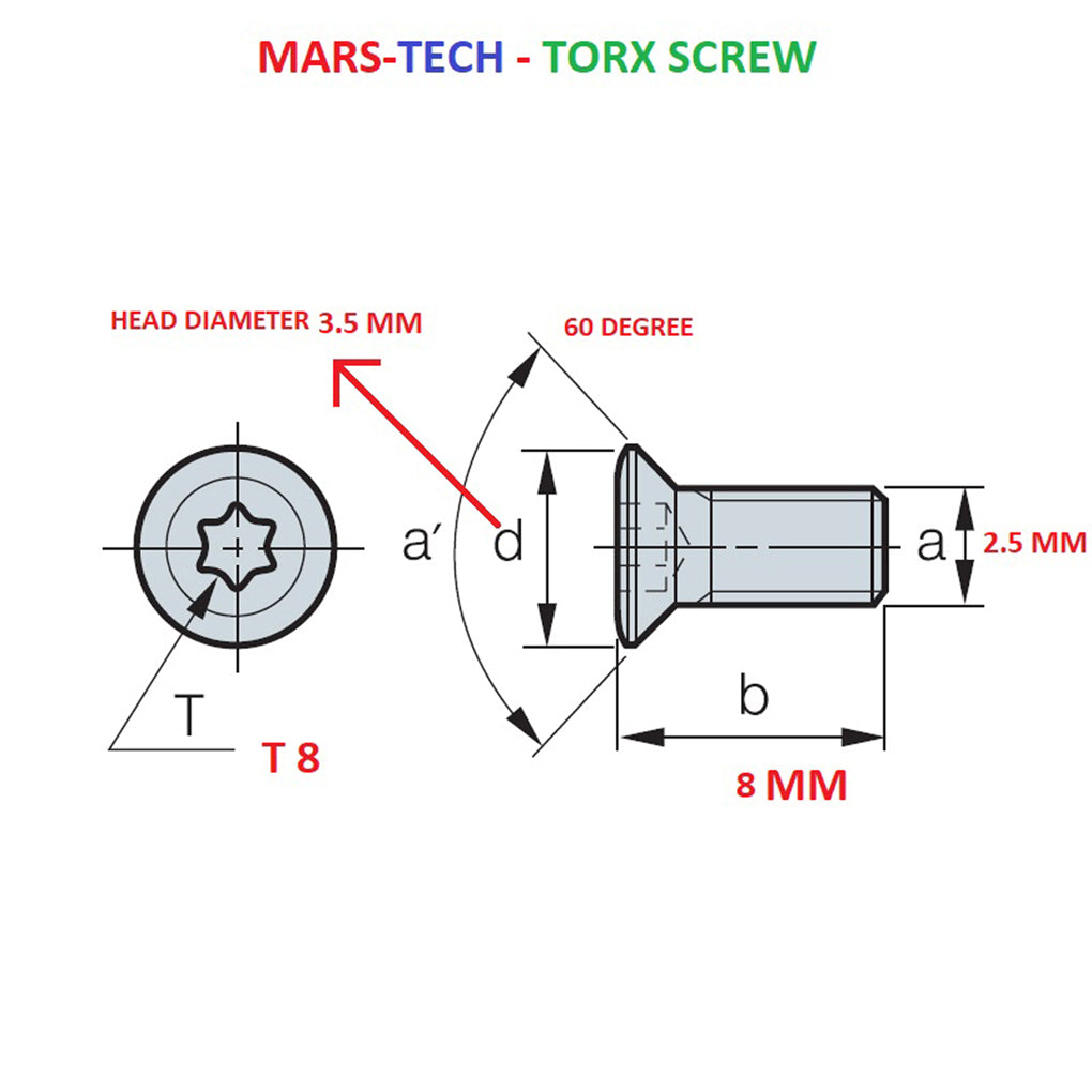 Torx Screw 2.5 Mm T8 High Precision ( Pack Of 10 Pcs )