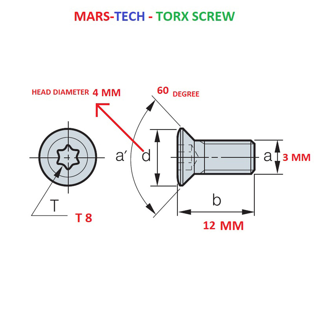 Torx Screw 3 Mm T8 High Precision ( Pack Of 10 Pcs )