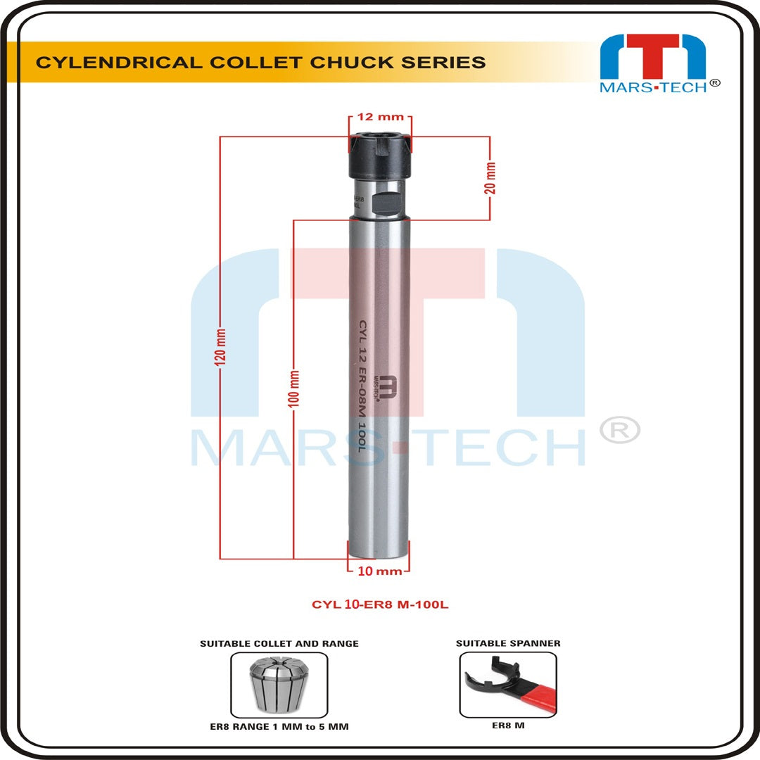 Cylindrical Collet chuck ER8 M type