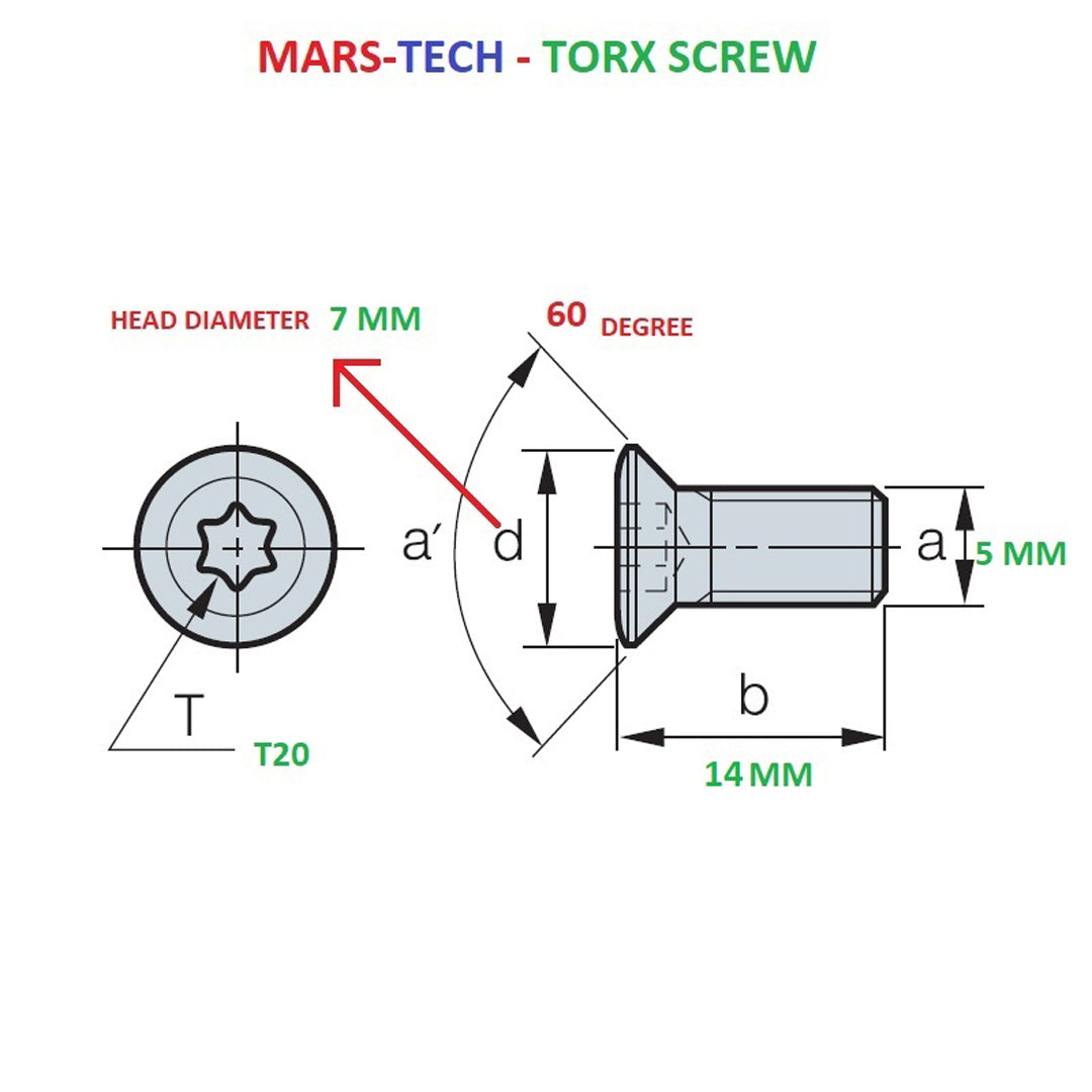 Torx Screw 5 MM T20 High Precision( Pack Of 10 Pcs )