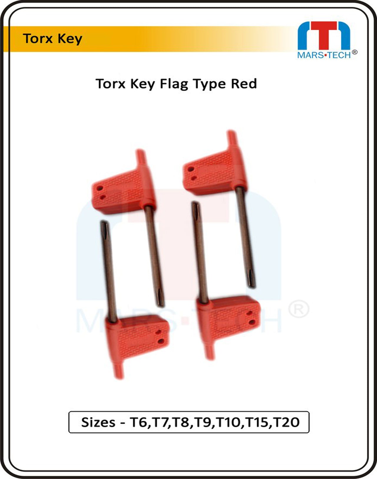 Torx Key Red Color T6,T7,T8,T9,T10,T15,T20