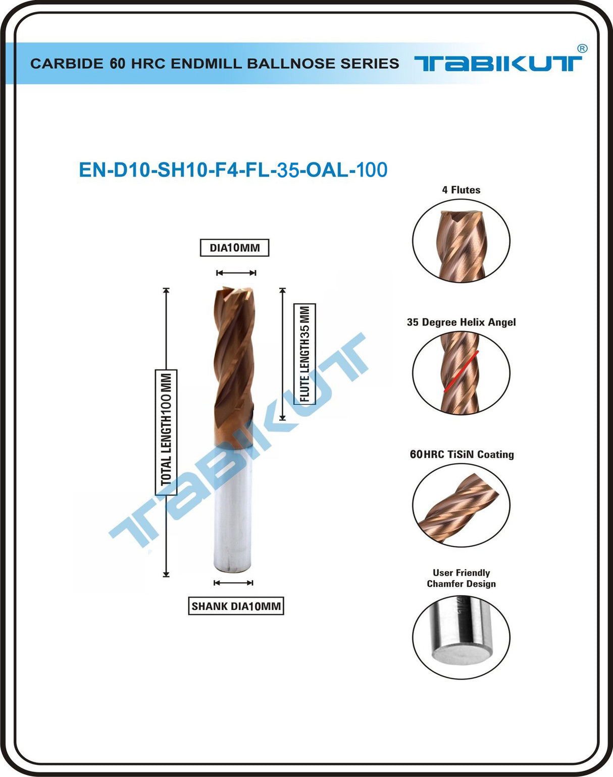 10 mm Carbide Ballnose