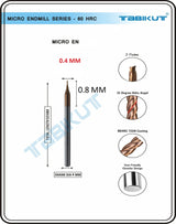 Micro Endmill 0.4 Mm 4mm Shank 2 Flutes (60 HRC)