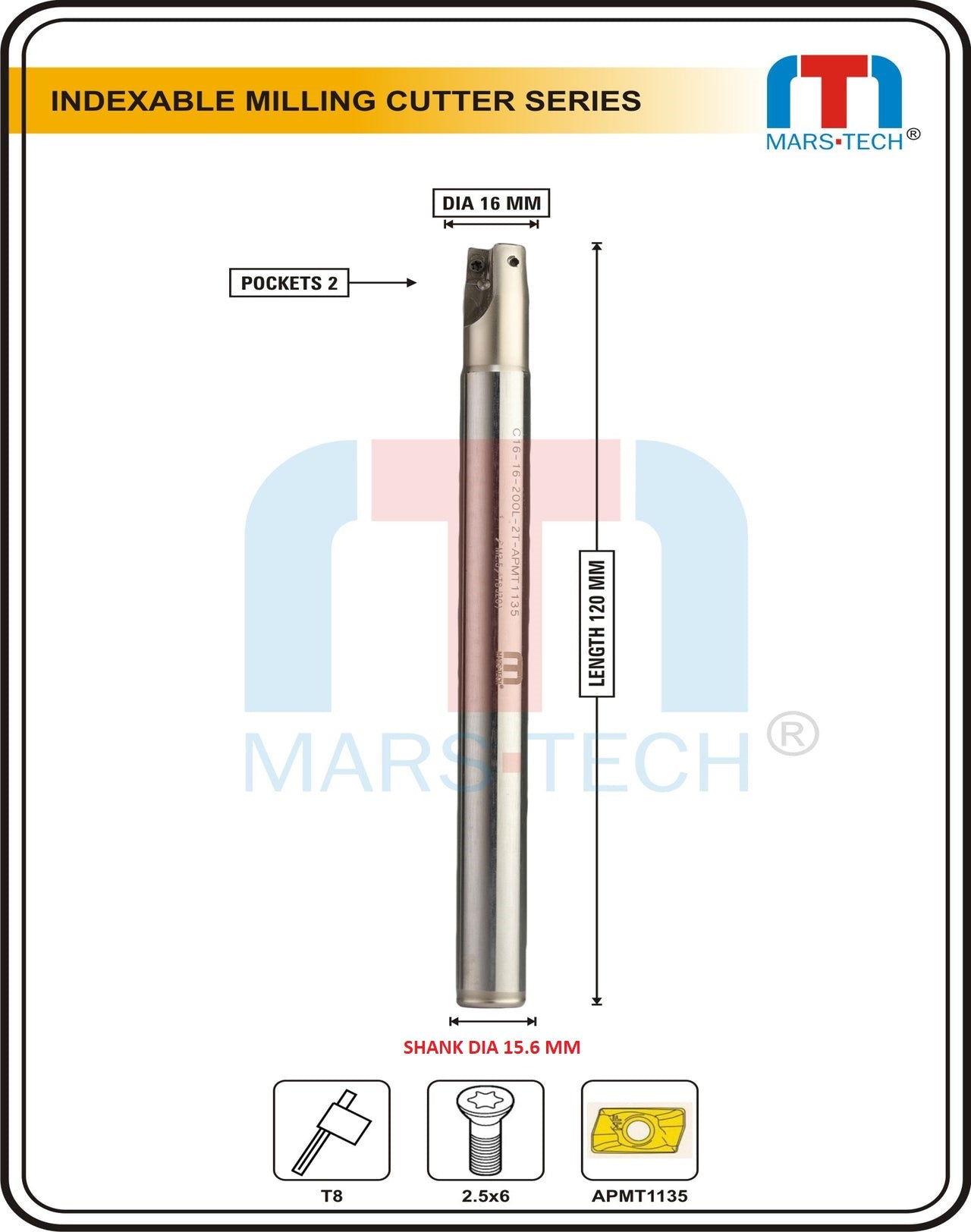 16mm Indexable Inserted Endmill