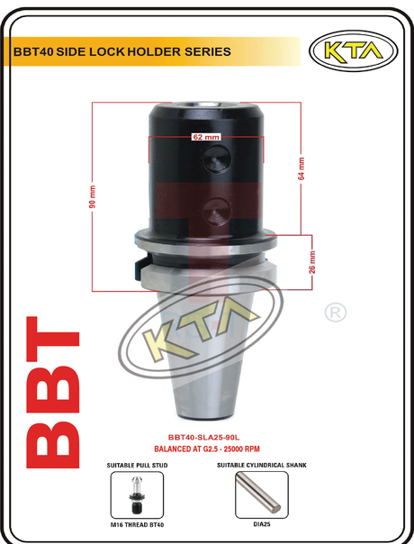 KTA BBT40 Holder BBT40SLA25-90