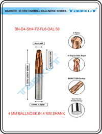 Thumbnail for 4 mm Carbide Ballnose 2 Flutes | TABIKUT
