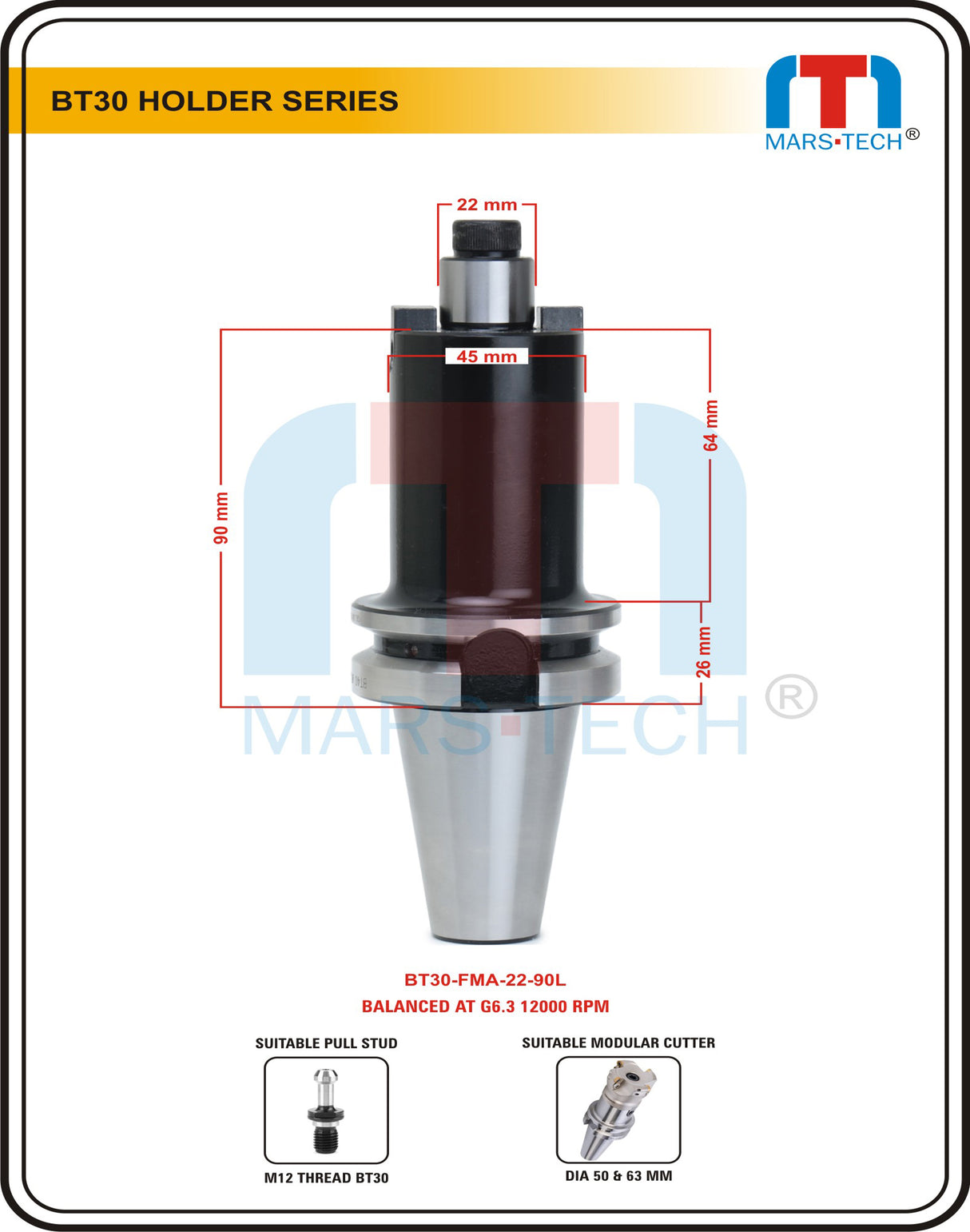 BT30 FMB 22 mm Face Milling Holder Arbour