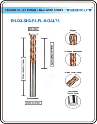 Thumbnail for 3 Mm -3/4mm SHANK Carbide Endmill 60 HRC 4 Flutes