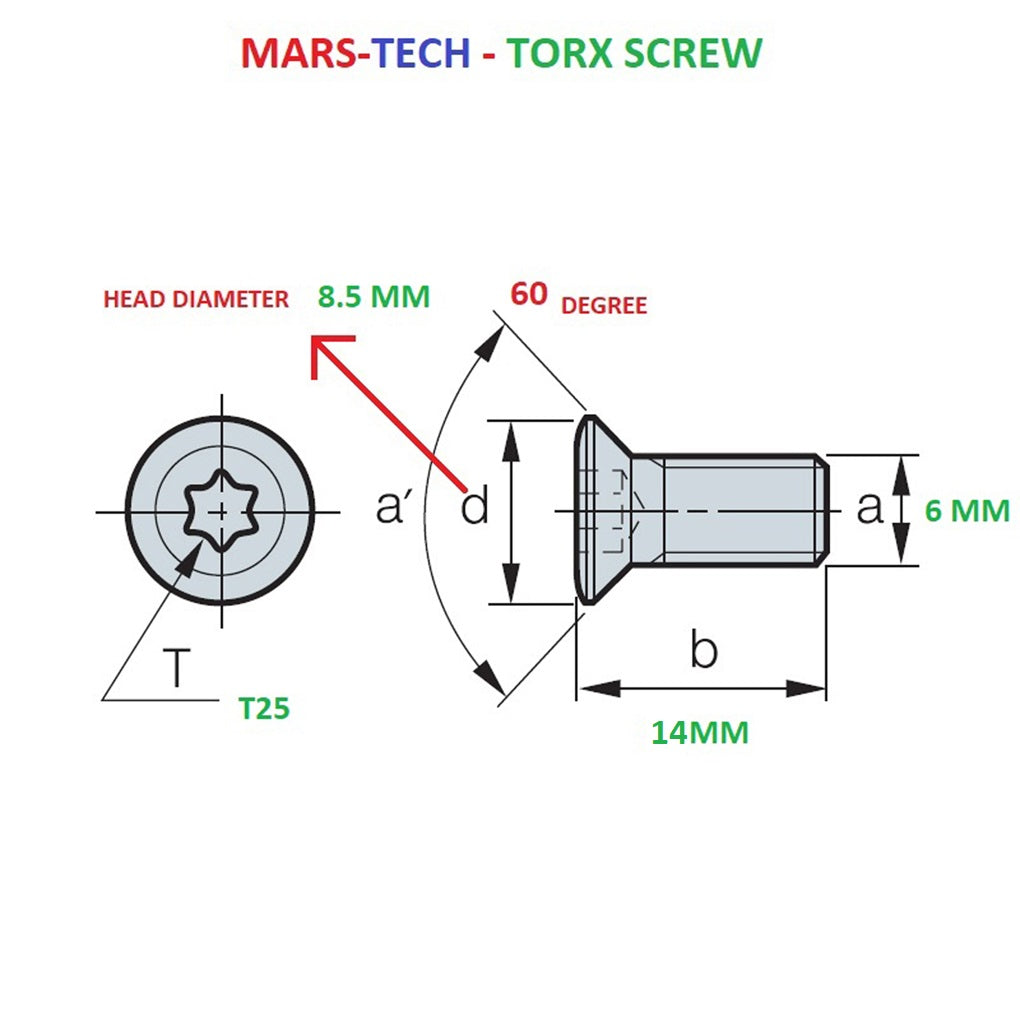 Torx Screw 6 MM T25 High Precision( Pack Of 10 Pcs )
