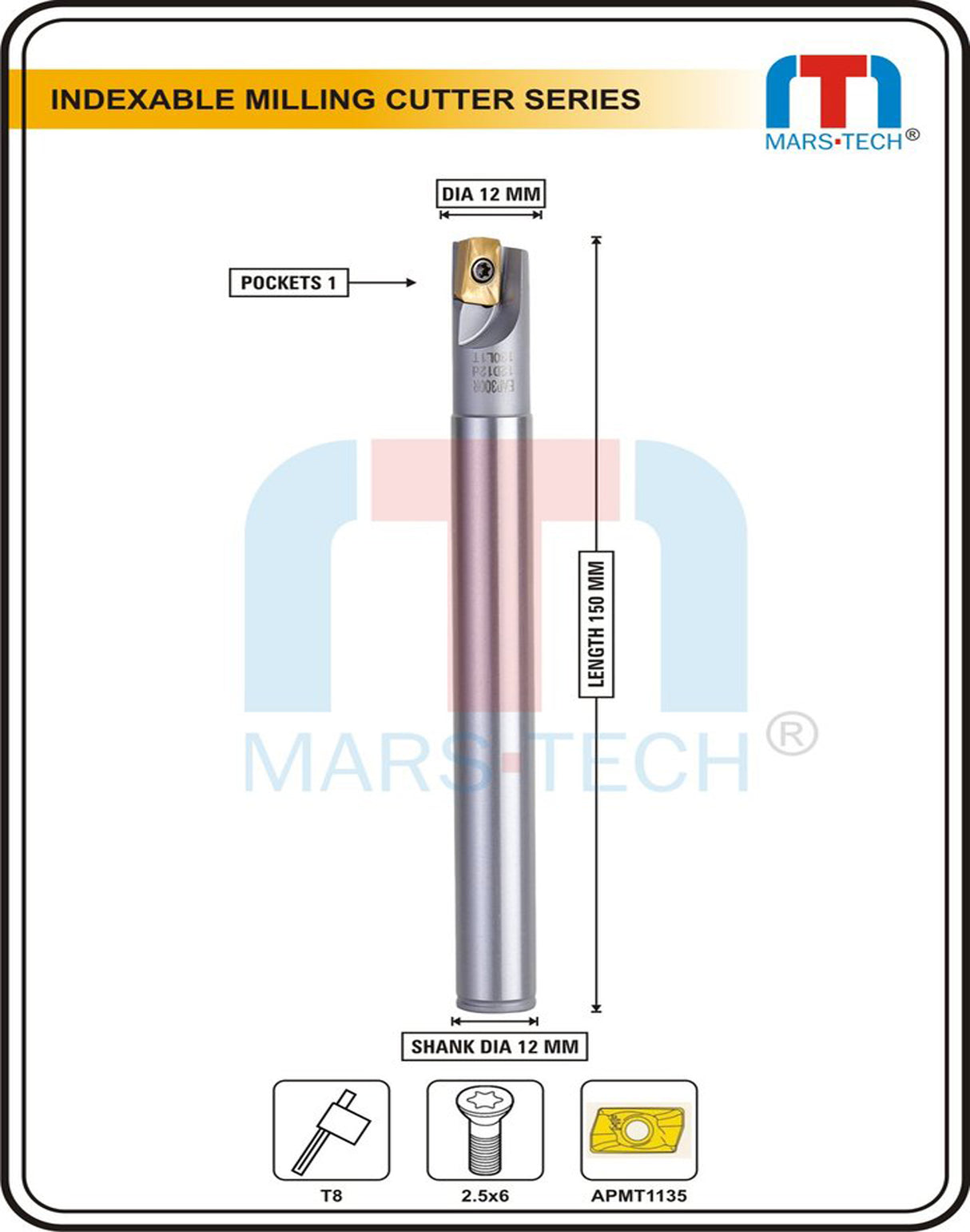 12 mm Indexable Inserted Endmill